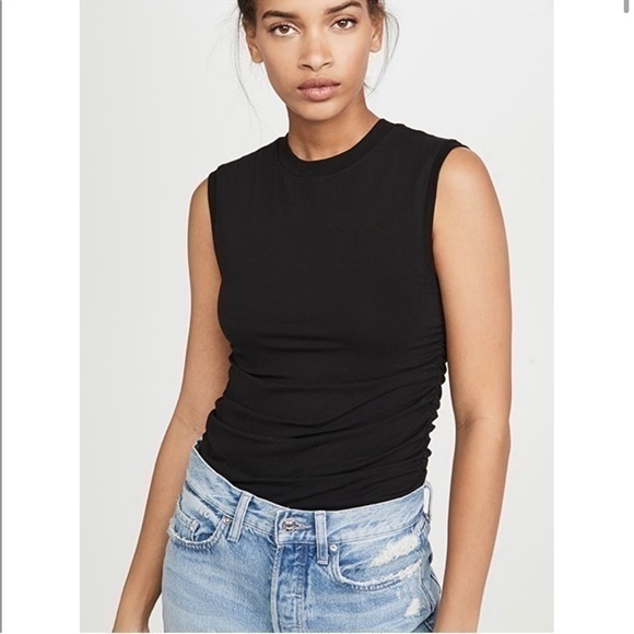 ATM Pima Cotton Runched Sleeveless Top - Picture 1 of 6